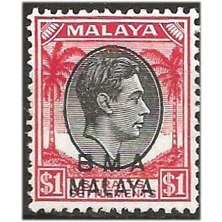 Malaya (BMA) 1945 SG15 $1 Black & Red Mounted Mint . .. .