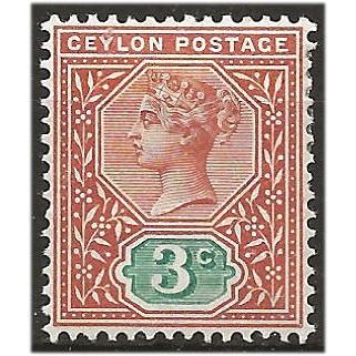 Ceylon 1893 SG245 3c Terracotta & Blue-Green Mounted Mint . .. .