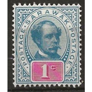 Sarawak 1901 SG36 1c Grey-Blue & Rosine Mounted Mint .