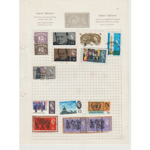 Great Britain 14 early QE on page with mint Churchill & Arts festival high face