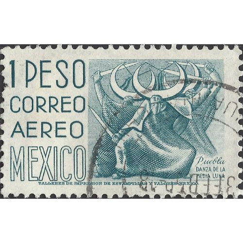 MEXICO, Dance of the Crescent, Pueblo, blue-green 1960, 1Peso, #5