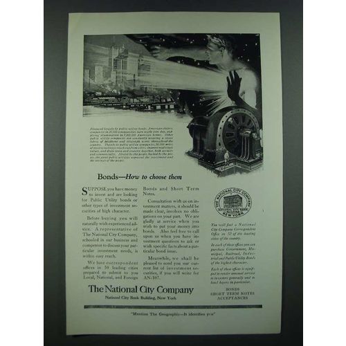 1919 The National City Company Ad - Bonds How to Choose Them