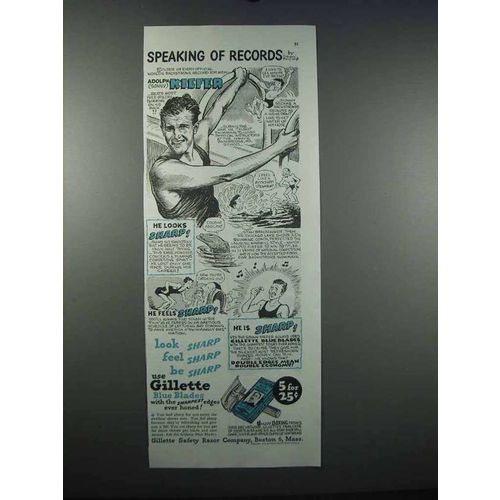 1947 Gillette Razor Blades Ad - Adolph Sonny Kiefer