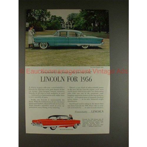 1956 Lincoln Premiere Sedan & Premiere Coupe Car Ad!!