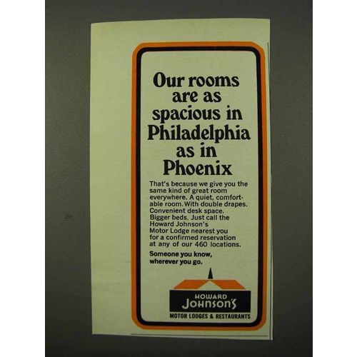 1972 Howard Johnson's Motor Lodges Ad - Rooms Spacious