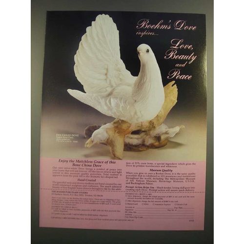 1988 Boehm China Fan-Tailed Dove Ad - Love Beauty and Peace