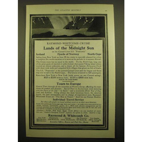 1924 Raymond & Whitcomb Co. Ad - Raymond-Whitcomb cruise Lands of the Midnight