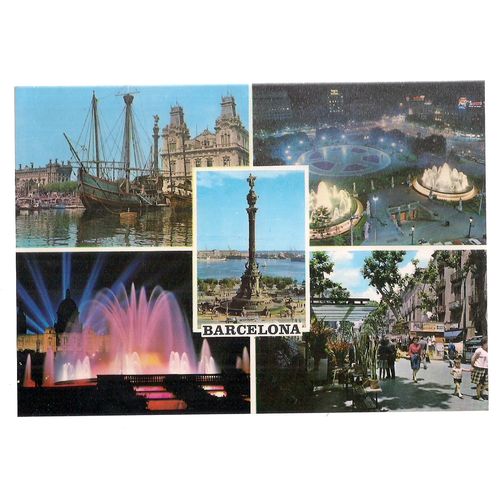 multiview BARCELONA, SPAIN unused vintage postcard =