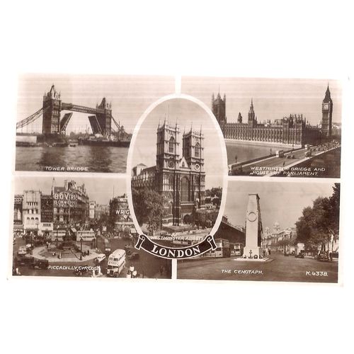 LONDON, Multiview used vintage postcard 1956 postmark /