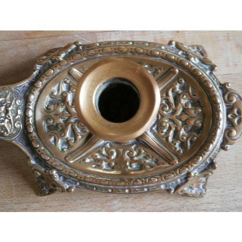 Beautiful Vintage Base Metal & Brass Chamber Stick Candle Holder