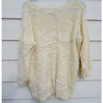 Womens Apt. 9 Ivory Hairy Sweater Top XL 44 Chest Pullover Silky