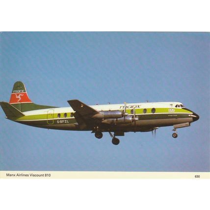 Manx Airlines Vickers Viscount 810 Civil Aircraft Postcard (A19405)