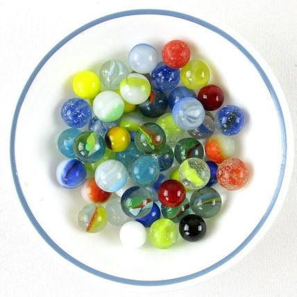 Vintage Lot of 50 Assorted Glass Marbles, Played With Condition