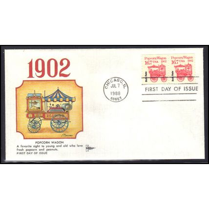 FDC Gill Craft 2261 16.7c Popcorn Wagan Pair (Cachet-U/A) Box0552