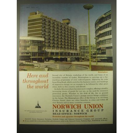 1966 Norwich Union Insurance Advertisement - Here and throughout the world