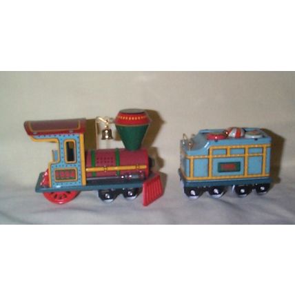 1994, 1995 Hallmark Yuletide Central Tin Train Cars, Engine & Tender Car