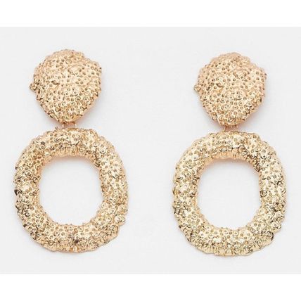 KAREN MILLEN Gold Plated Molten Textured Drop Hoop Earrings (RARE & COLLECTABLE)