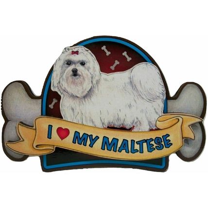 I love My Maltese Artwood Fridge Magnet
