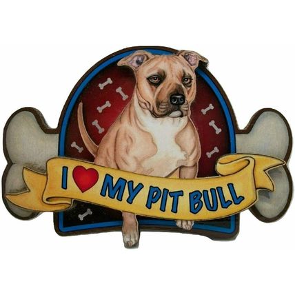 I love My Pit Bull Artwood Fridge Magnet
