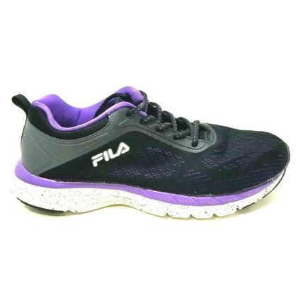 Women's Fila Memory Outreach Athletic Running Shoes Black Purple Size 9 (G25)