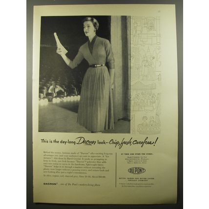 1954 Du Pont Dacron Dress by David Crystal Ad - This is the day-long Dacron