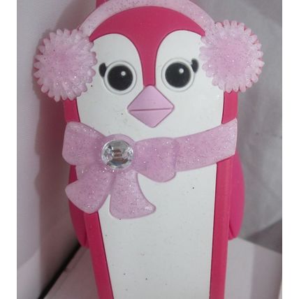 Bath & Body Works PocketBac Hand Sanitizer Holder Pink Penguin Earmuffs Bow Gem