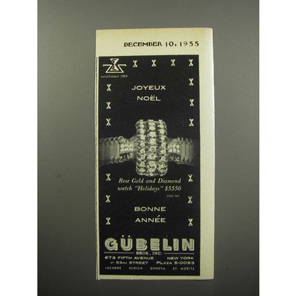 1955 Gubelin Watches Advertisement - Joyeux Noel