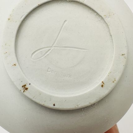 Danish Bowl Pottery Ceramic 1970s White Blue Collection Serveware