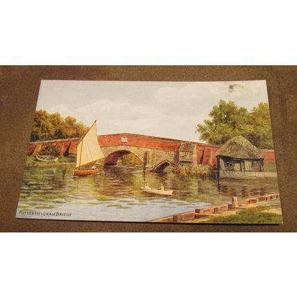 Salmon postcard - Potterheigham Bridge - Norfolk Broads - Artist A.R Quinton