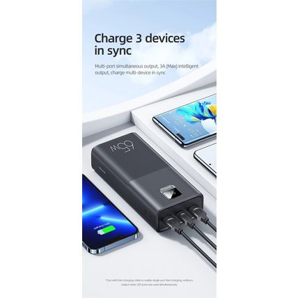 USAMS 65W Power Bank 30000mA Portable Battery Charger For iPhone Laptop Tablet