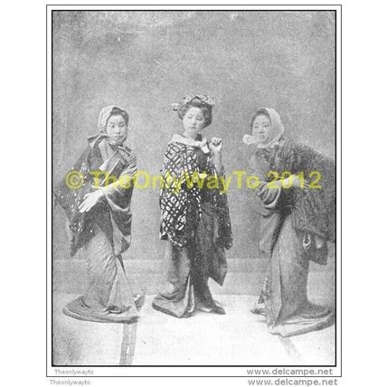 JAPANESE DANCERS, FROM PICTURESQUE JAPAN, 1910 MODERN REPRODUCTION