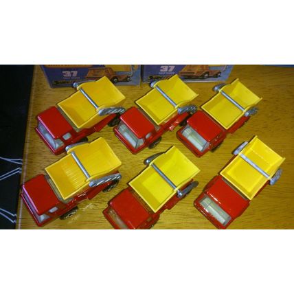 Matchbox No37 Skip Trucks x 6 (1 a very rare gold interior)