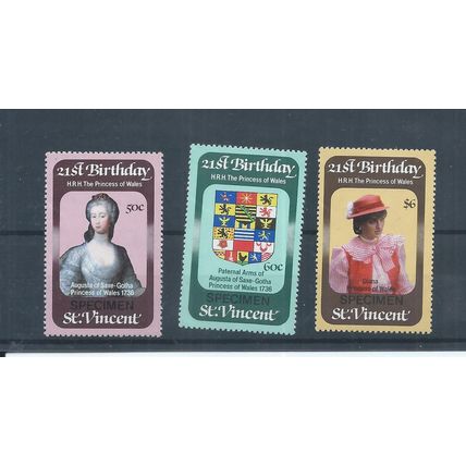 St Vincent stamps 1982 21st Birthday of Princess Diana MH / MNH SPECIMEN (AB462)