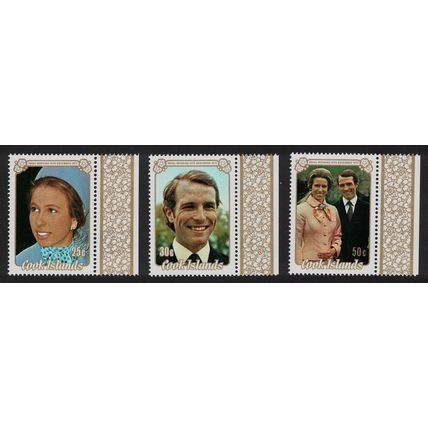 Cook Is. Princess Anne Royal Wedding 3v margins 1973 MNH SG#450-452