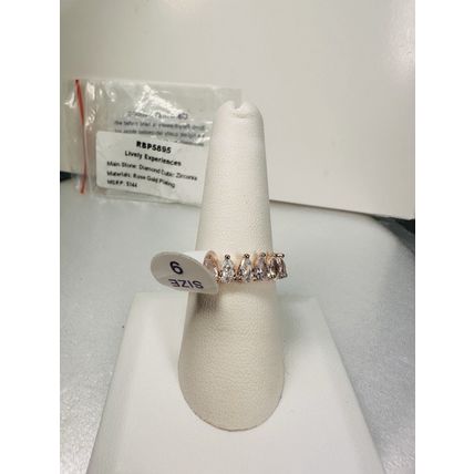 NIB Bomb Party Sz9 BP Ring RBP5895 Lively Experiences Diamond CZ Rose Gold Pl