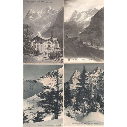 Murren Allmendhubel Eiger Und Munch Hotel Switzerland 4x Mint Postcard s
