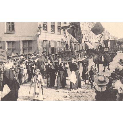 Procession De Furnes The Crucifixion Belgium Old Postcard