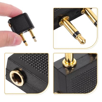 1 X Airplane Flight Headphone Adapter for 3.5mm Plug Jack Socket Converter UK