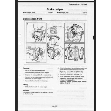 Saab 900 Brakes Workshop Manual 1994 1996 199525706 PDF