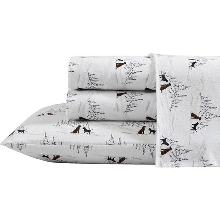 Eddie Bauer - Queen Sheet Set, Warm Breathable Cotton Flannel Bedding with Deep
