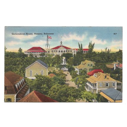 4 postcards lot Bahamas Nassau Government House hotel Queen's Staircase