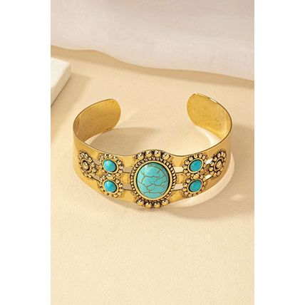 Gold Vintage Boho Turquoise Cuff Bracelet