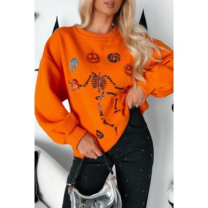 Carrot Dancing Critters Sequin Halloween Crewneck Sweatshirt