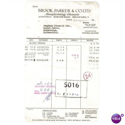 1961 BROOK,PARKER & CO LTD "BRADFORD" 17SEP61