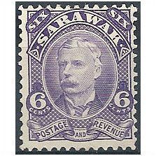 Sarawak 1895 SG30 6c Violet Mounted Mint.