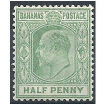 Bahamas 1906 SG71 1/2d Pale Green Mounted Mint.