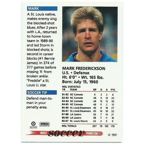 1991 Soccer Shots MSL - #075 - Mark Frederickson