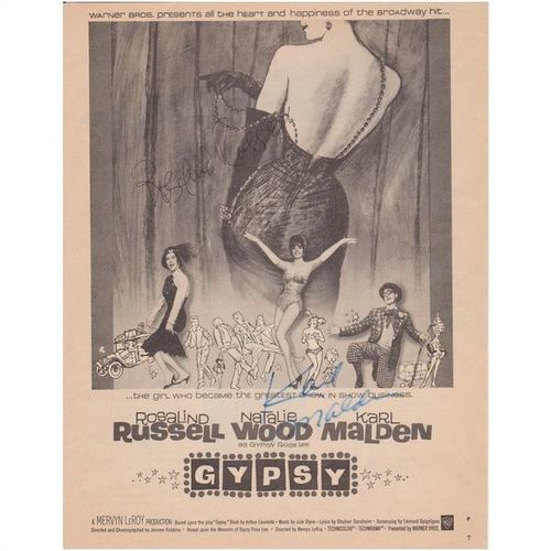 Natalie Wood / Russell / Malden / Beatty Autographs , Original Hand Signed Card