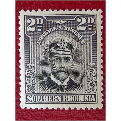 Southern Rhodesia KGV Admiral 1924 2d Black & Purple Grey Mounted Mint SG4 stamp