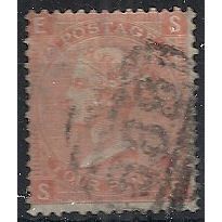 1866 SG94 4d Vermillion Plate 8 Good/Fine Used Letters "SE".